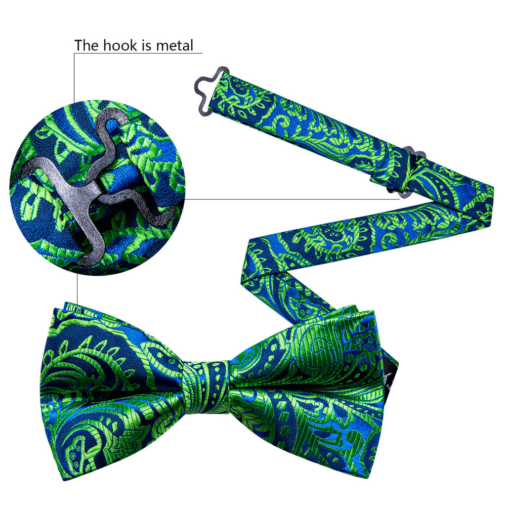 Teal Blue Paisley Bow Tie Set bow ties    - Sophisticated Gentlemen