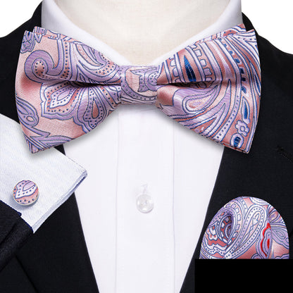 Pink Paisley Bow Tie Set bow ties    - Sophisticated Gentlemen