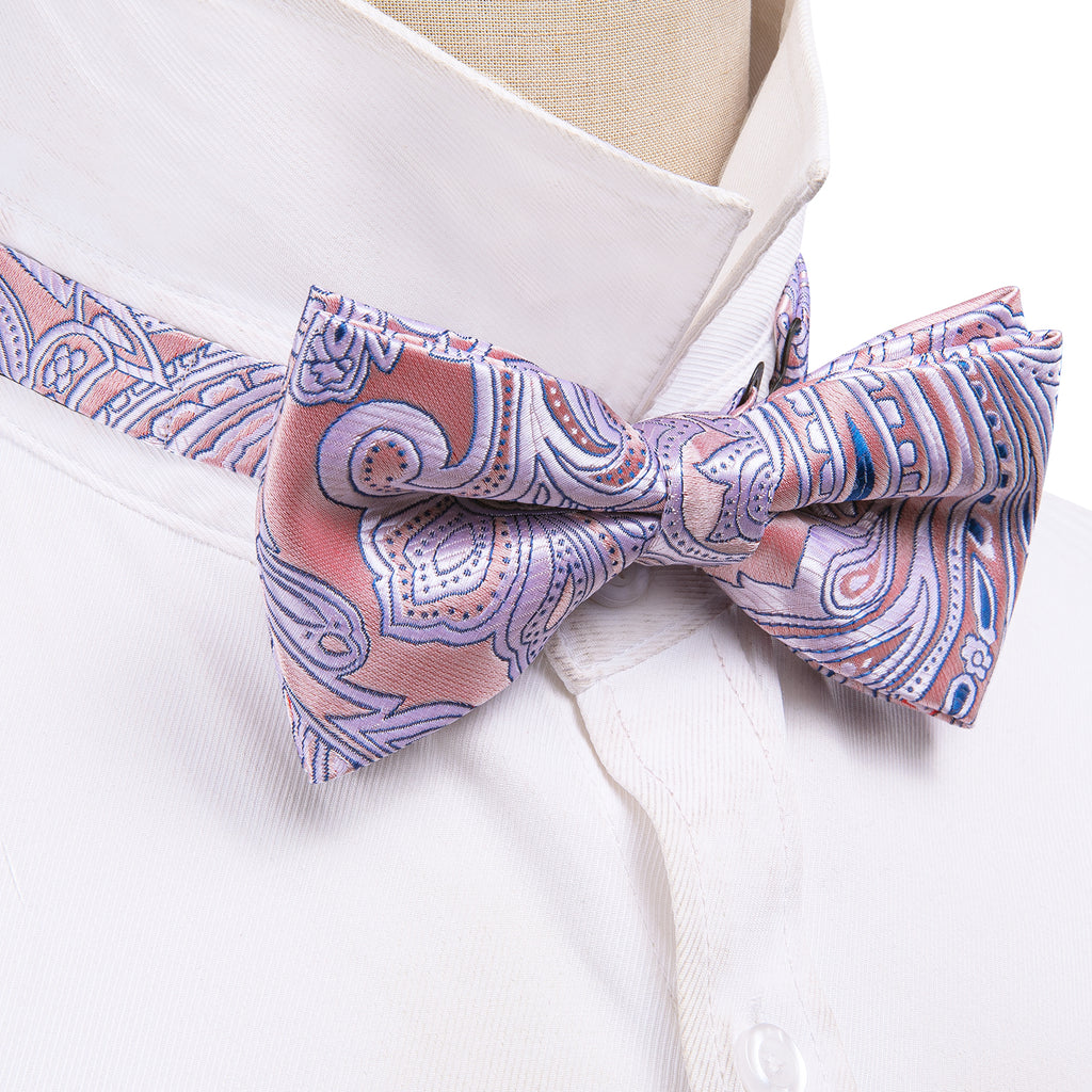 Pink Paisley Bow Tie Set bow ties    - Sophisticated Gentlemen