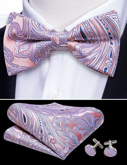 Pink Paisley Bow Tie Set bow ties    - Sophisticated Gentlemen