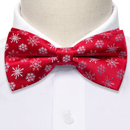 Red White Snowflake Christmas Bow Tie Set bow ties    - Sophisticated Gentlemen