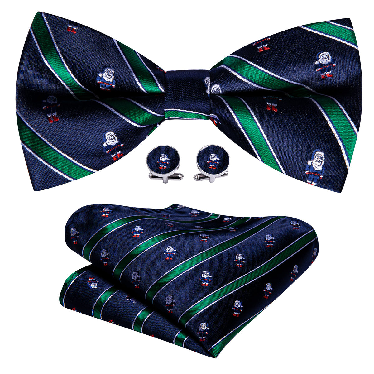 Blue Green Santa Claus Christmas Bow Tie Set bow ties    - Sophisticated Gentlemen