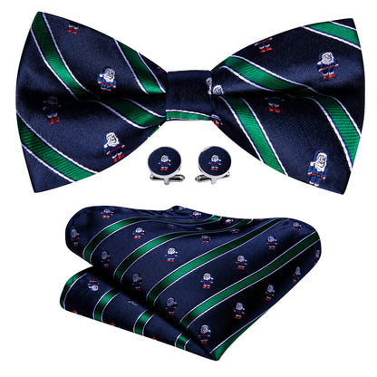 Blue Green Santa Claus Christmas Bow Tie Set bow ties    - Sophisticated Gentlemen