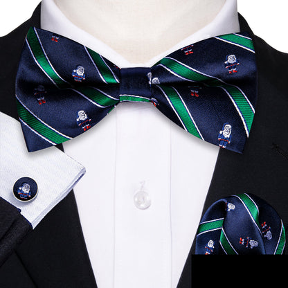 Blue Green Santa Claus Christmas Bow Tie Set bow ties    - Sophisticated Gentlemen