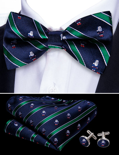 Blue Green Santa Claus Christmas Bow Tie Set bow ties    - Sophisticated Gentlemen