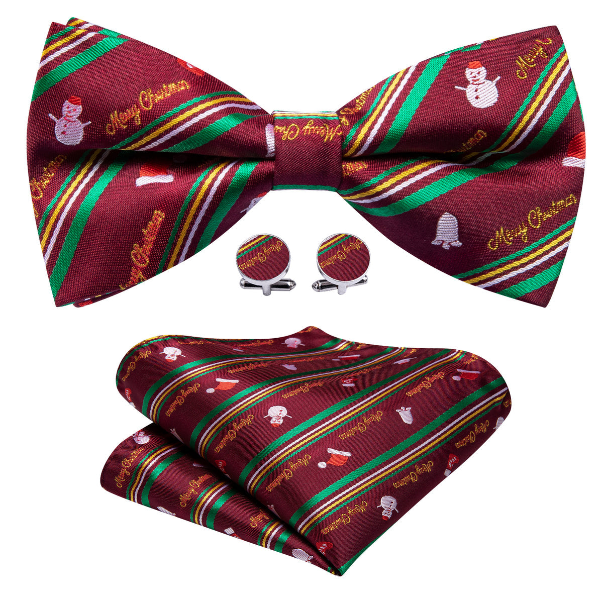 Green Red Xmas Snowman Bow Tie Set bow ties    - Sophisticated Gentlemen