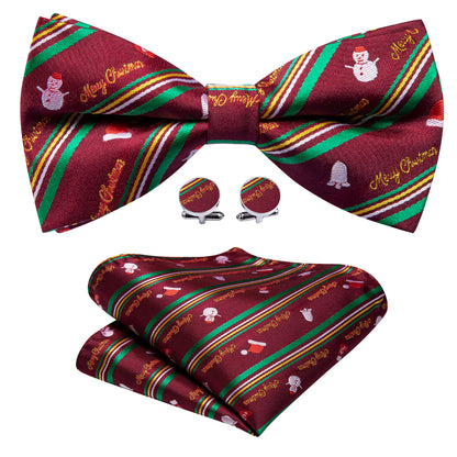 Green Red Xmas Snowman Bow Tie Set bow ties    - Sophisticated Gentlemen