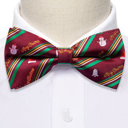 Green Red Xmas Snowman Bow Tie Set bow ties    - Sophisticated Gentlemen