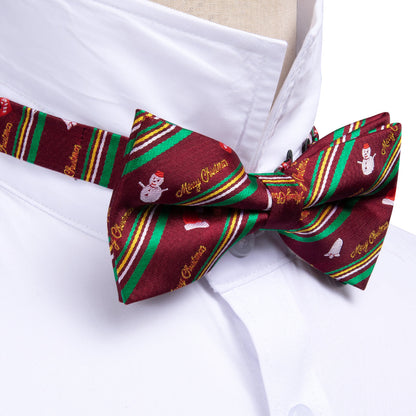 Green Red Xmas Snowman Bow Tie Set bow ties    - Sophisticated Gentlemen
