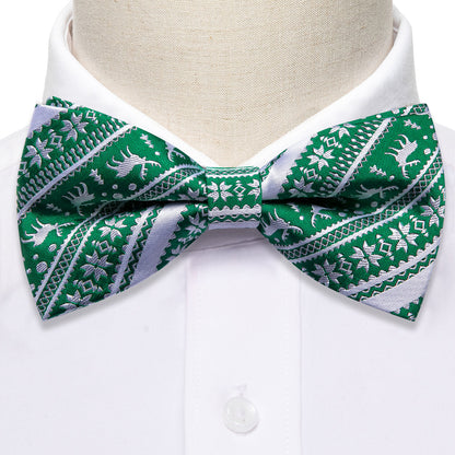 Green White Xmas Elk Bow Tie Set bow ties    - Sophisticated Gentlemen