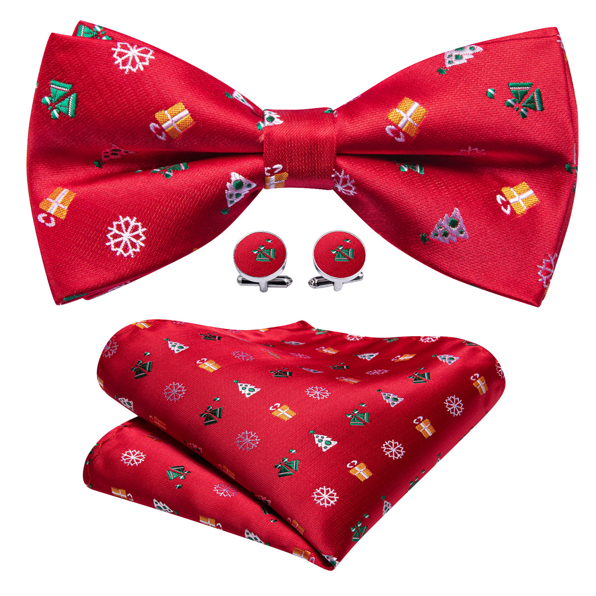 Red Xmas Pattern Bow Tie Set bow ties    - Sophisticated Gentlemen