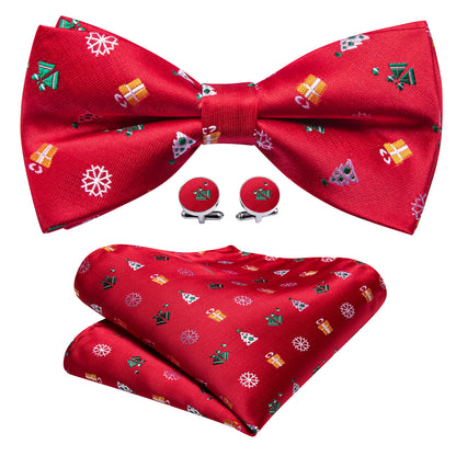Red Xmas Pattern Bow Tie Set bow ties    - Sophisticated Gentlemen