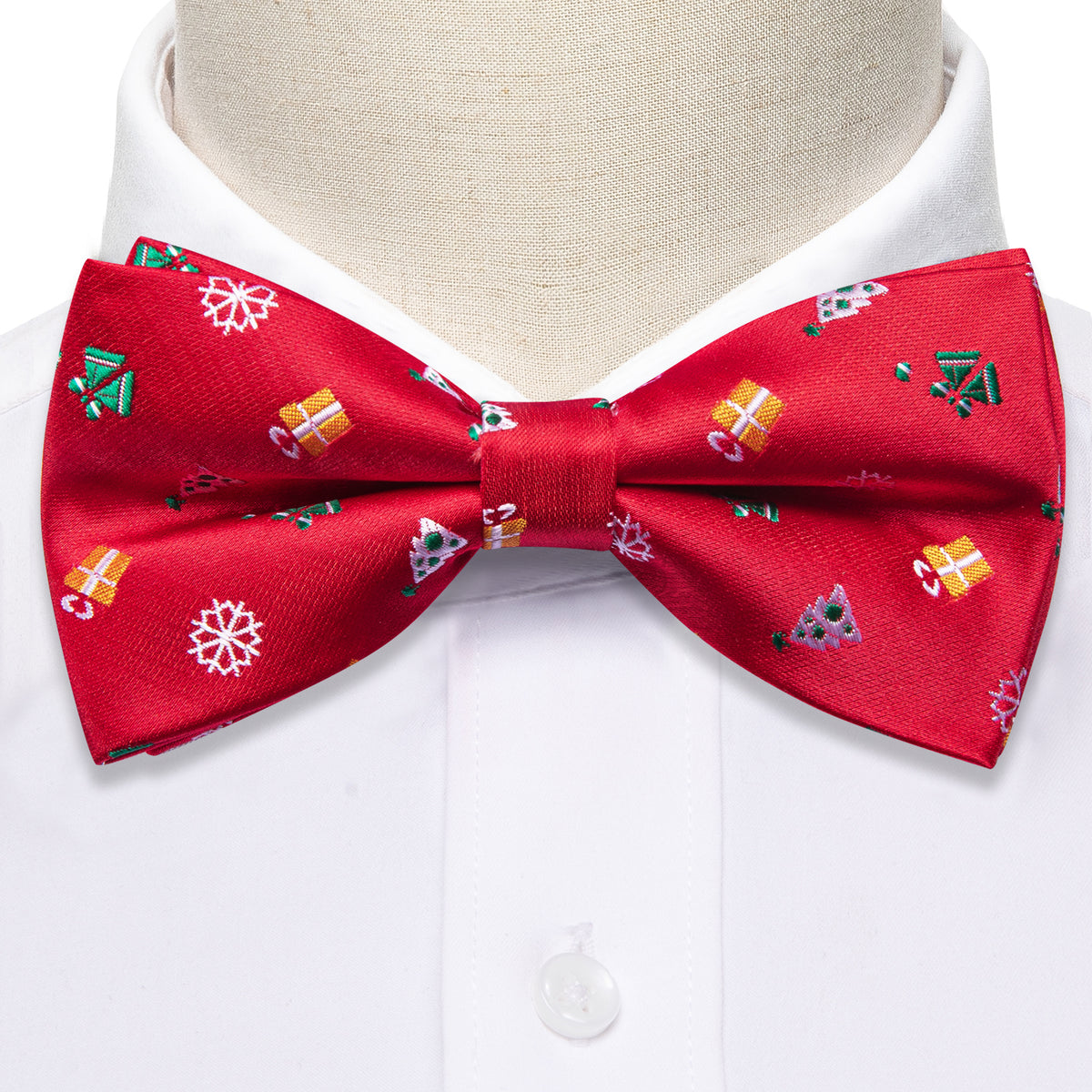 Red Xmas Pattern Bow Tie Set bow ties    - Sophisticated Gentlemen