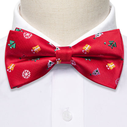 Red Xmas Pattern Bow Tie Set bow ties    - Sophisticated Gentlemen