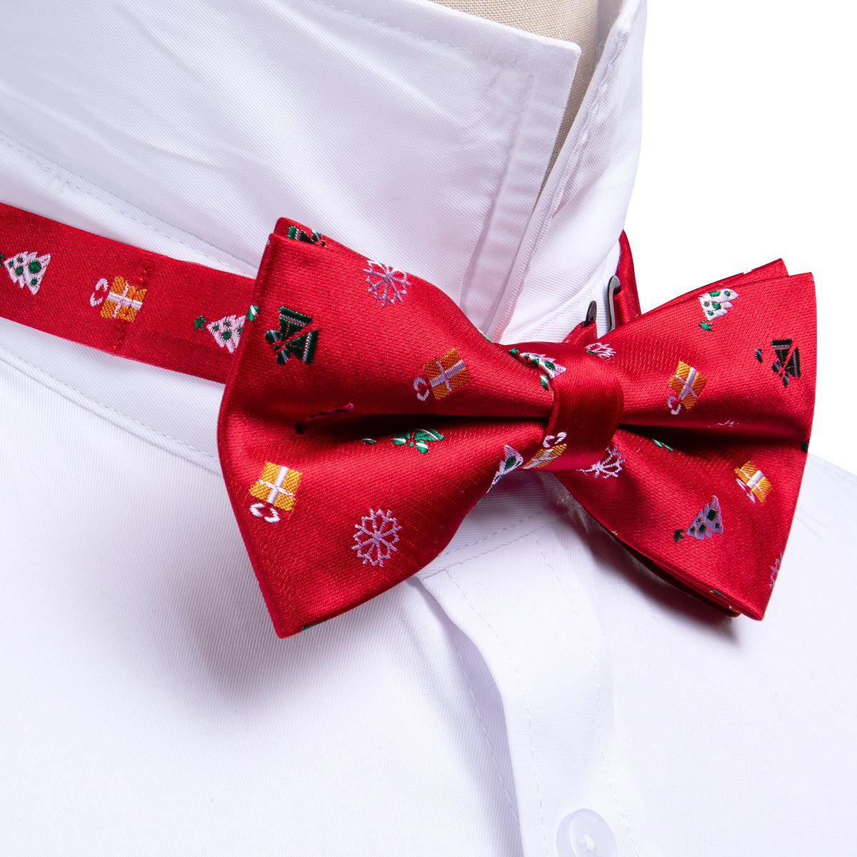 Red Xmas Pattern Bow Tie Set bow ties    - Sophisticated Gentlemen