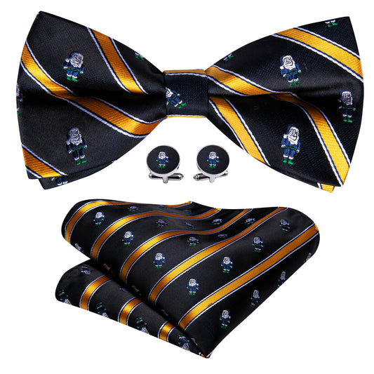 Black Orange Santa Claus Christmas Bow Tie Set bow ties    - Sophisticated Gentlemen