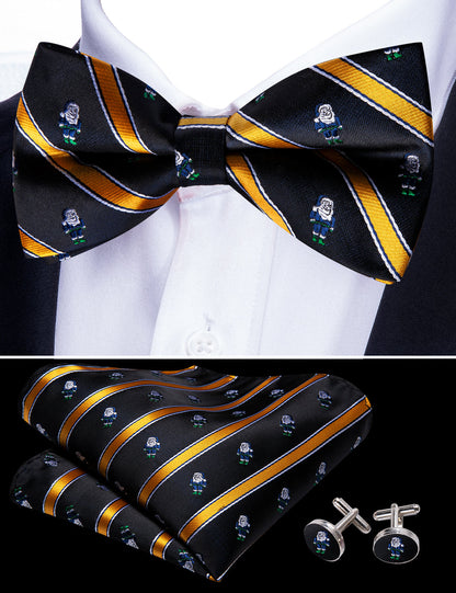Black Orange Santa Claus Christmas Bow Tie Set bow ties    - Sophisticated Gentlemen