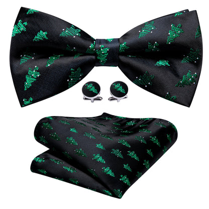 Black Green Xmas Tree Bow Tie Set bow ties    - Sophisticated Gentlemen