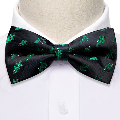 Black Green Xmas Tree Bow Tie Set bow ties    - Sophisticated Gentlemen