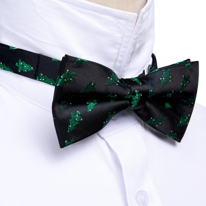 Black Green Xmas Tree Bow Tie Set bow ties    - Sophisticated Gentlemen