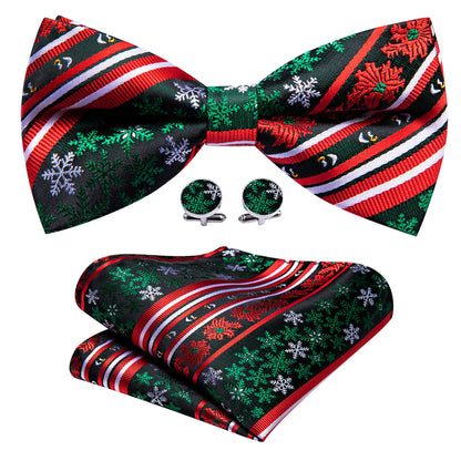 Red Green Christmas Snowflake Bow Tie Set bow ties    - Sophisticated Gentlemen