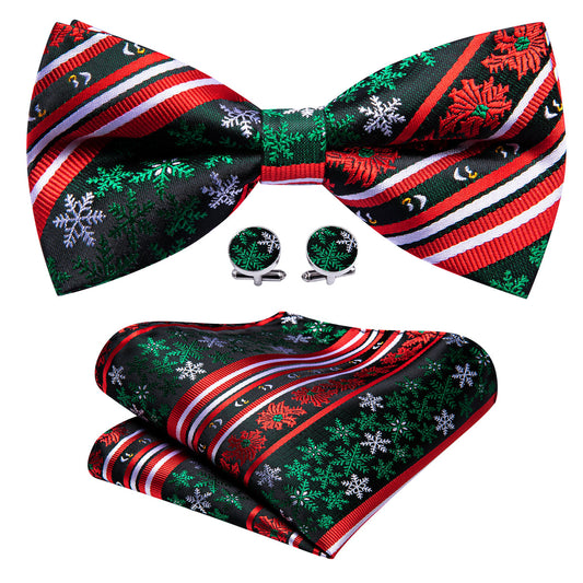 Red Green Christmas Snowflake Bow Tie Set bow ties    - Sophisticated Gentlemen