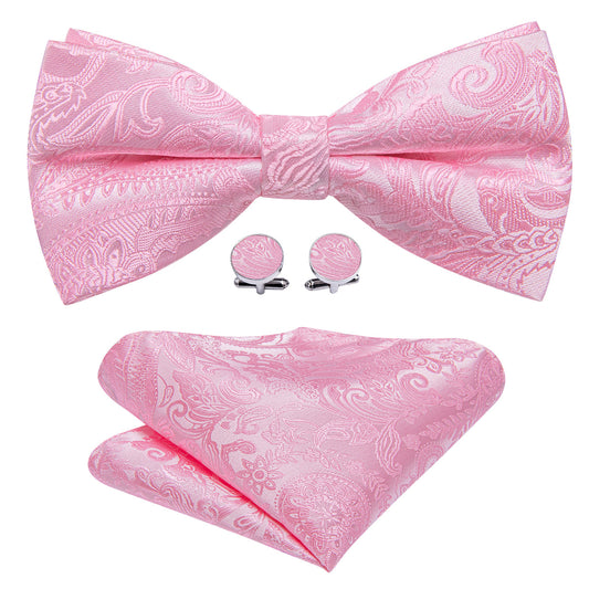 Mist Pink Paisley Bow Tie Set bow ties    - Sophisticated Gentlemen