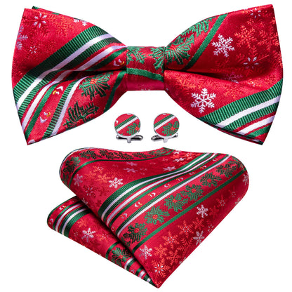 Red Green Xmas Pattern Bow Tie Set bow ties    - Sophisticated Gentlemen