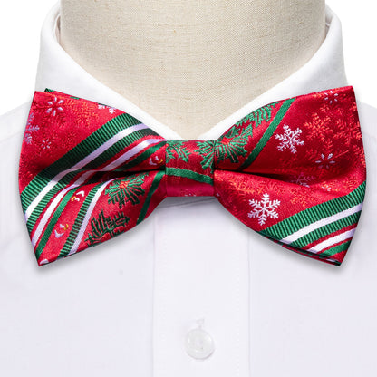 Red Green Xmas Pattern Bow Tie Set bow ties    - Sophisticated Gentlemen
