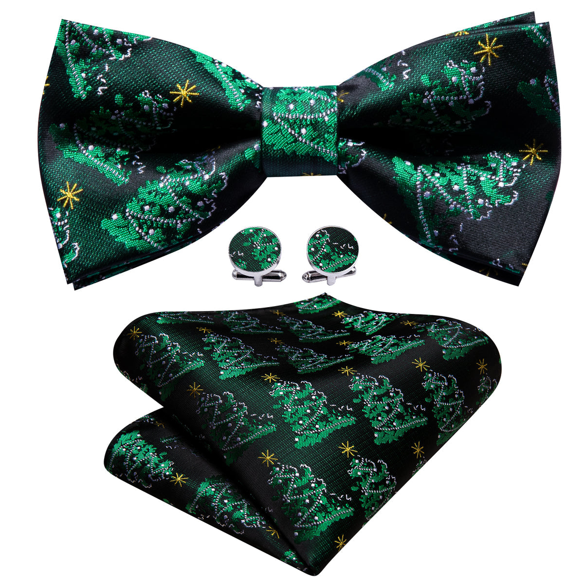 Green Xmas Tree Bow Tie Set bow ties    - Sophisticated Gentlemen