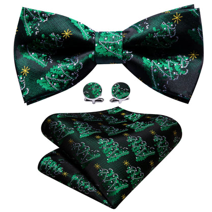 Green Xmas Tree Bow Tie Set bow ties    - Sophisticated Gentlemen