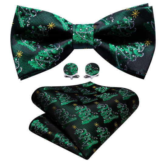 Green Xmas Tree Bow Tie Set bow ties    - Sophisticated Gentlemen