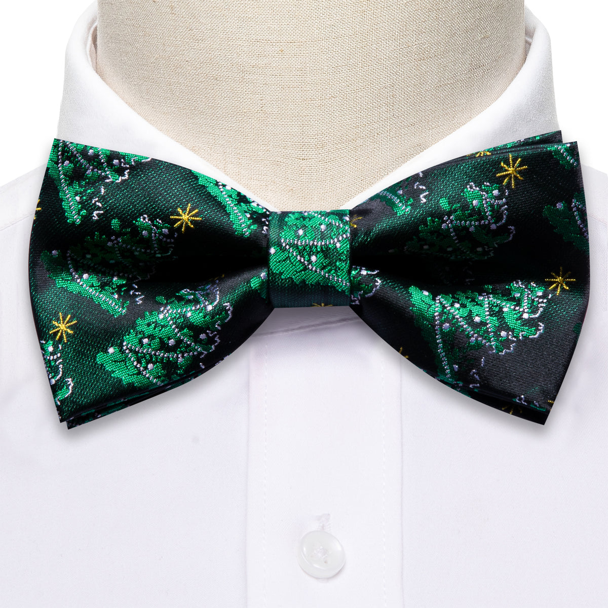 Green Xmas Tree Bow Tie Set bow ties    - Sophisticated Gentlemen