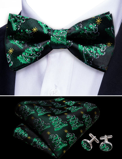 Green Xmas Tree Bow Tie Set bow ties    - Sophisticated Gentlemen