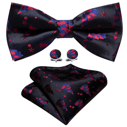 Black Red Xmas Tree Bow Tie Set bow ties    - Sophisticated Gentlemen