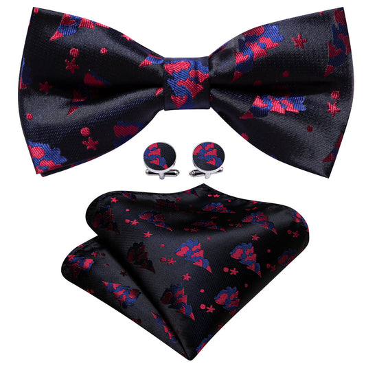 Black Red Xmas Tree Bow Tie Set bow ties    - Sophisticated Gentlemen