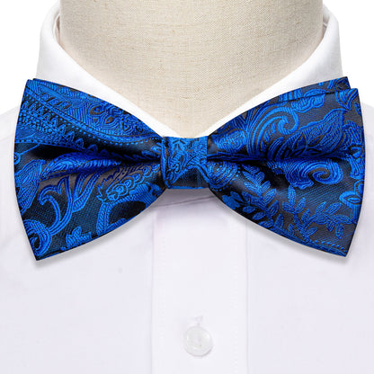 Peacock Blue Paisley Bow Tie Set bow ties    - Sophisticated Gentlemen