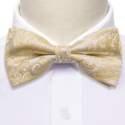 Cream Paisley Bow Tie Set bow ties    - Sophisticated Gentlemen