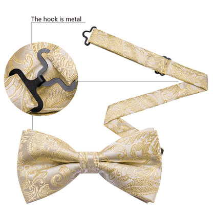 Cream Paisley Bow Tie Set bow ties    - Sophisticated Gentlemen