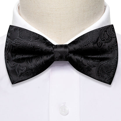 Black Paisley Bow Tie Set bow ties    - Sophisticated Gentlemen