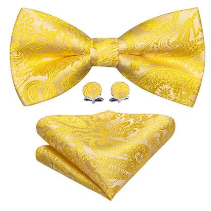 Gold Yellow Paisley Bow Tie Set bow ties    - Sophisticated Gentlemen
