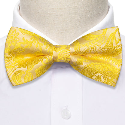 Gold Yellow Paisley Bow Tie Set bow ties    - Sophisticated Gentlemen