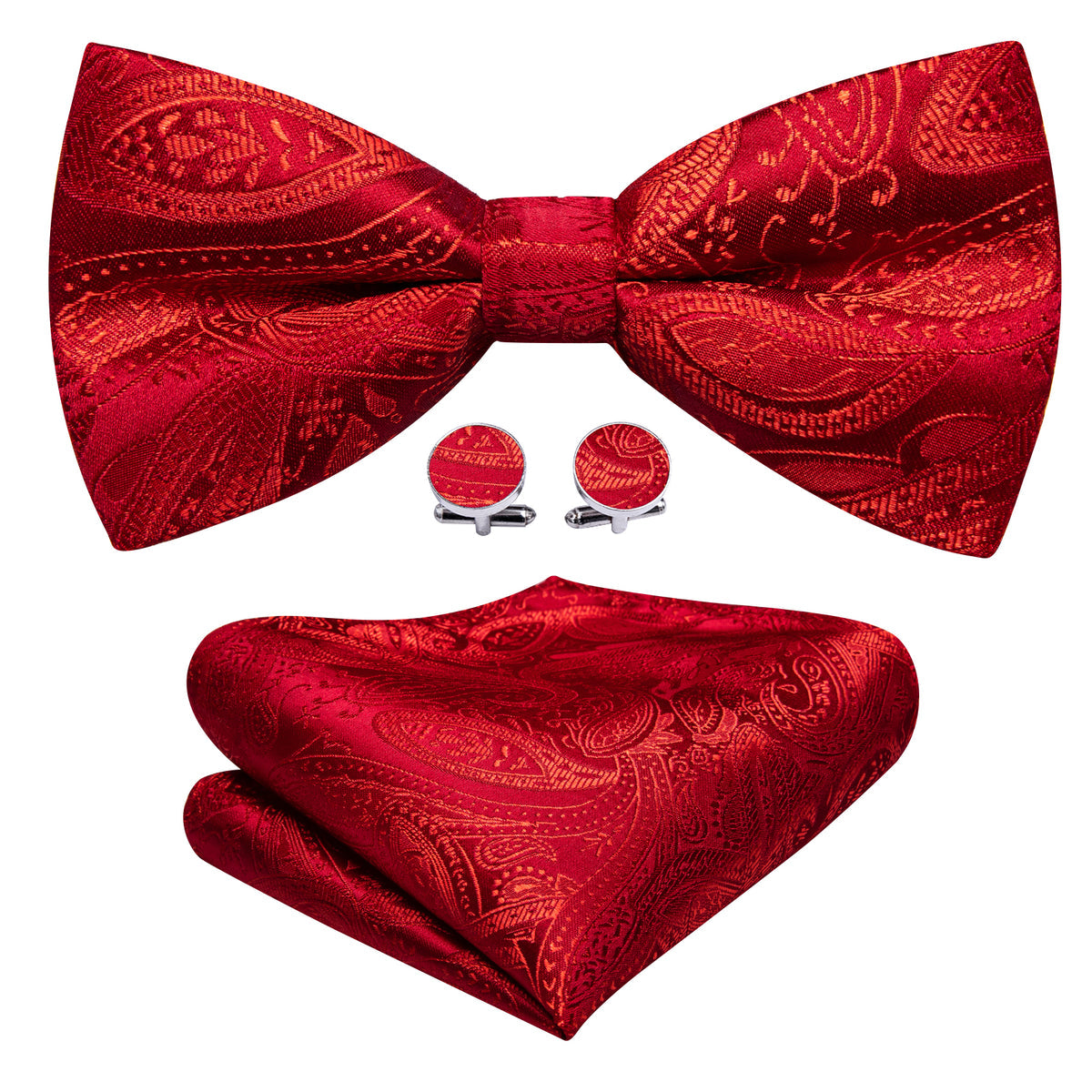 Strong Red Paisley Bow Tie Set bow ties    - Sophisticated Gentlemen