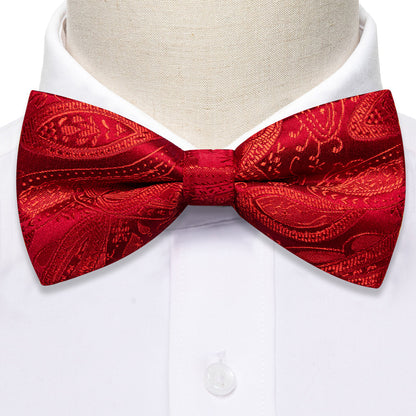 Strong Red Paisley Bow Tie Set bow ties    - Sophisticated Gentlemen