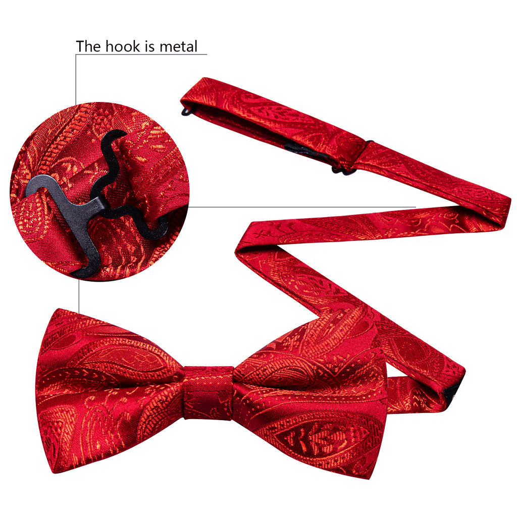 Strong Red Paisley Bow Tie Set bow ties    - Sophisticated Gentlemen