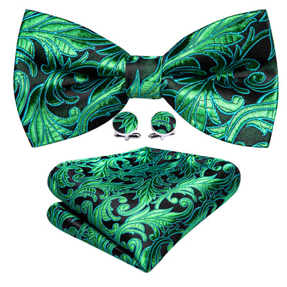 Green Floral Bow Tie Set bow ties    - Sophisticated Gentlemen