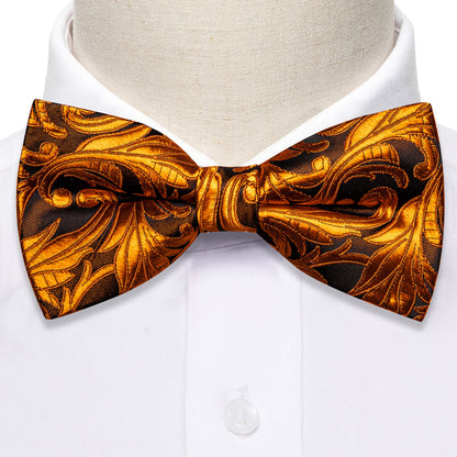 Brown and Orange Floral Bow Tie Set bow ties - Sophisticated Gentlemen