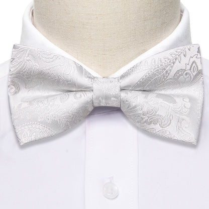 White Paisley Bow Tie Set bow ties    - Sophisticated Gentlemen