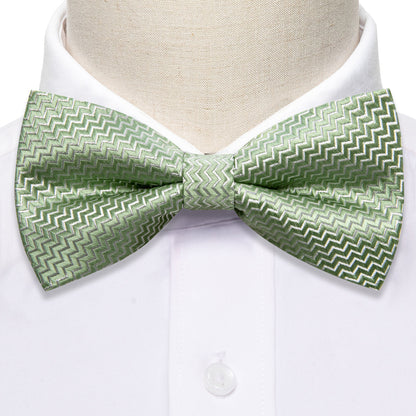 Green Curve Silk Bow Tie Set bow ties    - Sophisticated Gentlemen