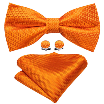 Orange Curve Silk Bow Tie Set bow ties    - Sophisticated Gentlemen